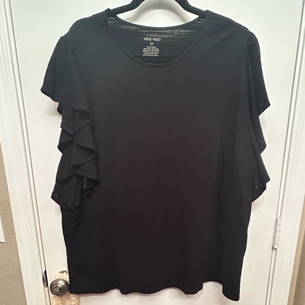 Plus Size Nine West Flutter Sleeve Flowy Top 2X